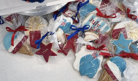 Red, white, and blue custom decorated sugar cookies